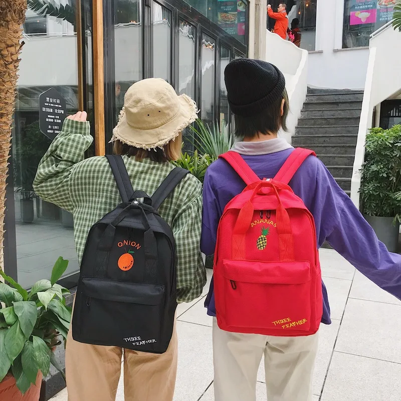 Женский рюкзак с вышивкой фруктов милый дорожный школьный для девочек