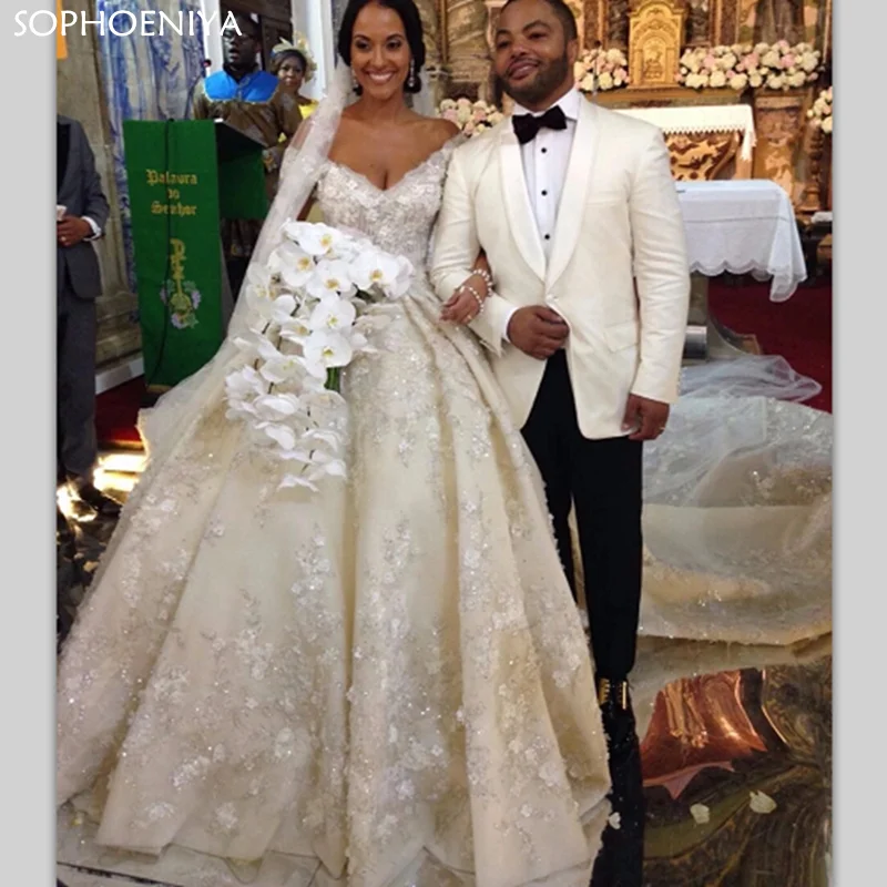 

Новое поступление Vestido De Noiva мусульманское свадебное платье бальное платье с v-образным вырезом, с цветочным принтом и кружевами из бисера Юв...