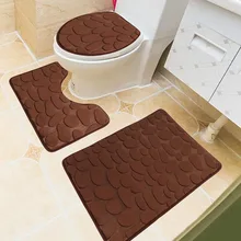 3pcs Bathroom Mat Set Cobblestone Pattern Anti-slip Absorbent U Shape Floor Rug Toilet Lid Cover Shower Room Carpet Home Décor 3pcs Bathroom Mat Set Cobblestone Pattern Anti-slip Absorbent U Shape Floor Rug Toilet Lid Cover Shower Room Carpet Home Décor
