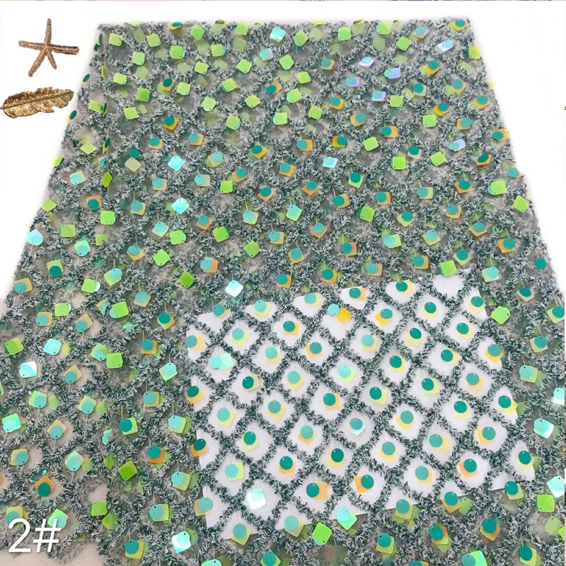

2020 African Lace Fabric High Quality Lace Fabric With Sequins Net French Lace 5yards African Fabric Wholesale
