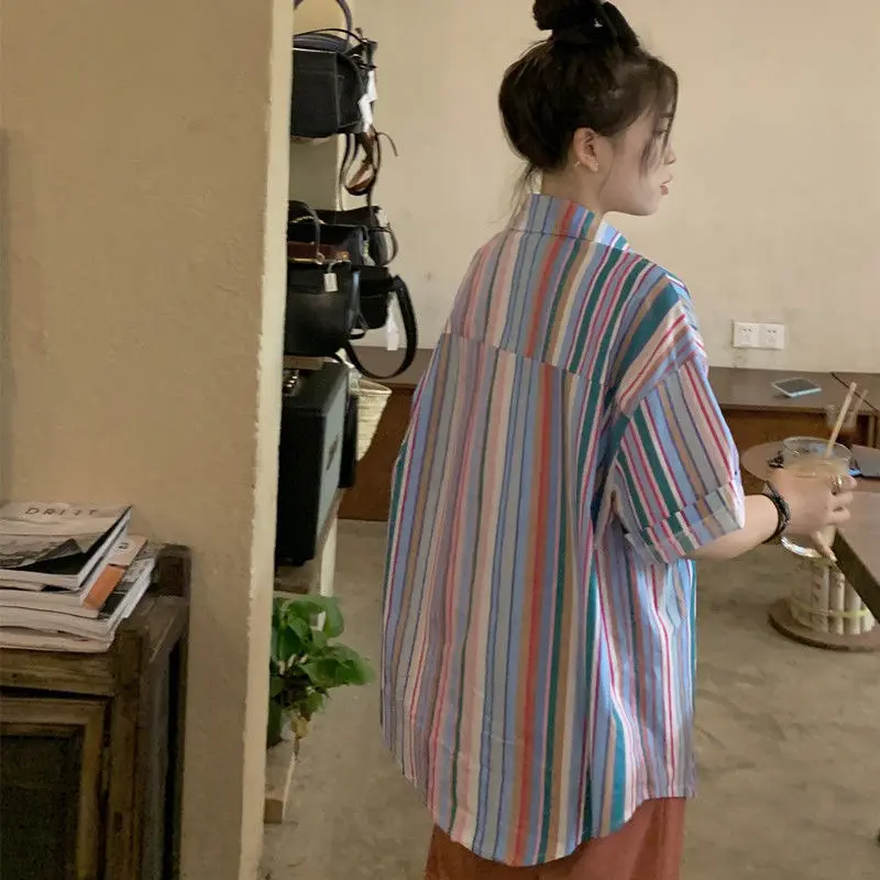 Полосатый дизайн винтажные рубашки женские универсальные офисные шикарные