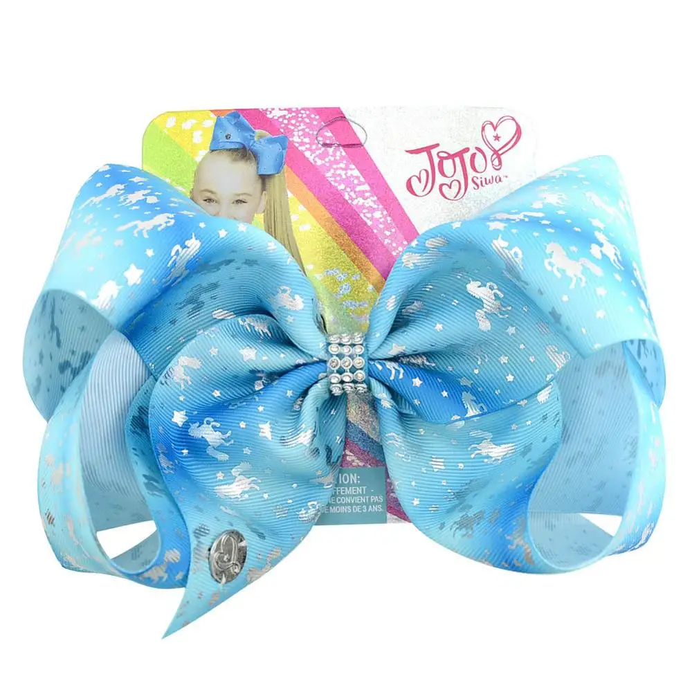 856-j-1 1 шт. " Большой JoJo Siwa банты Радужный Единорог бант-узел корсажная лента с рисунком ленты банты для волос с зажимом Детские аксессуары для волос - Цвет: 856-j-1