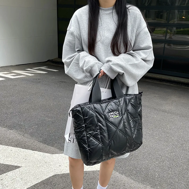 

2021 зимняя Хлопковая сумка на плечо с подкладкой для женщин, модные вместительные женские сумки для покупок, сумки-тоуты