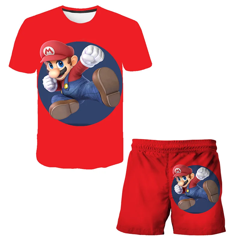 

Children Clothing Sets T-shirt & Shorts 2 Pieces Sets Mario-bros Tshirts Suits Baby Boys T Shirt Girls Boys Clothes Pants Suits