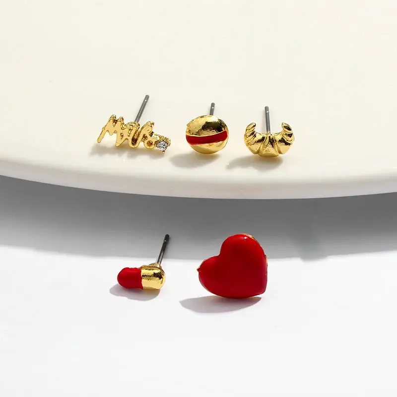 JJFOUCS 5 шт./компл. капли масла сердце с фруктами губ звезд серьги набор для Для