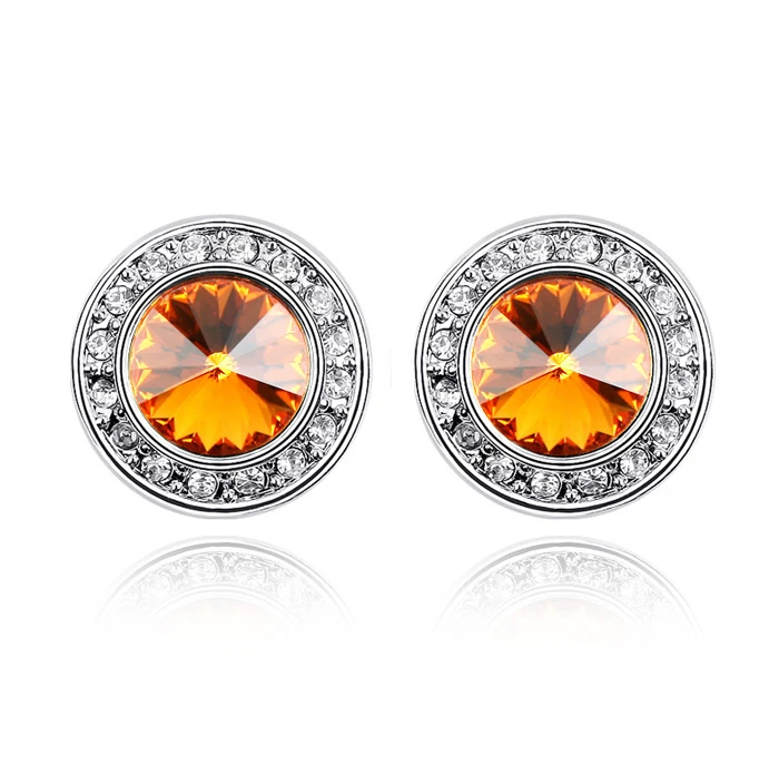 Topaz Baffin круглые серьги-гвоздики с настоящими кристаллами Swarovski для женщин, для влюбленных, модного серебристого цвета, ювелирные изделия для пирсинга, подарок на день Святого Валентина - Окраска металла: Topaz