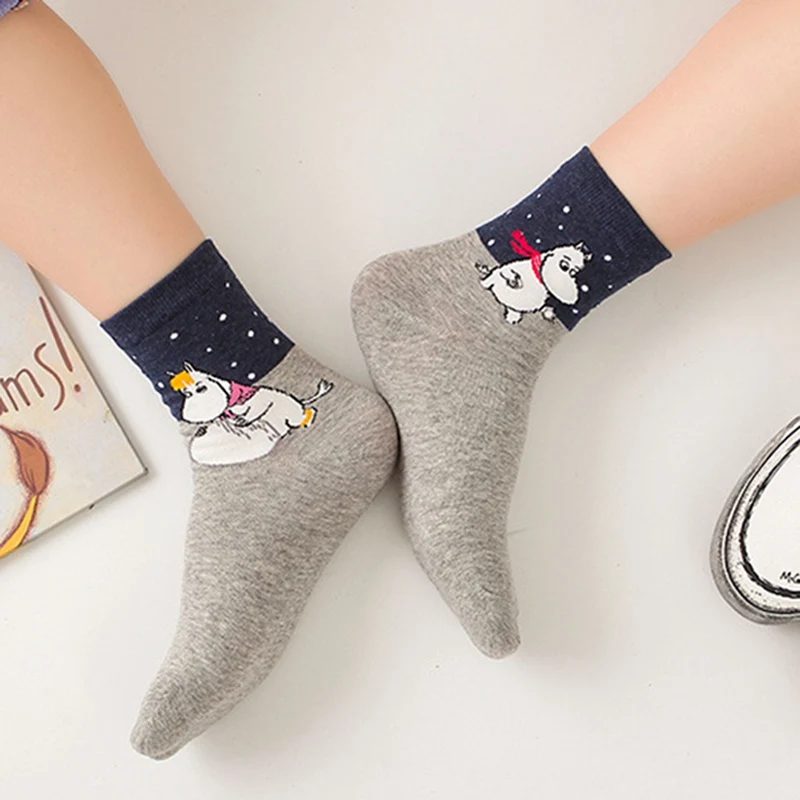 Новые осенние и зимние женские носки Mumin Moomin Бегемот японский мультфильм животных смешная средняя трубка обувь
