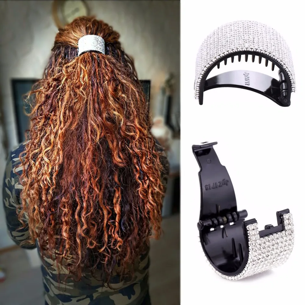 Стразы для волос акриловый ободок зажим конского хвоста женщин пряжка краба