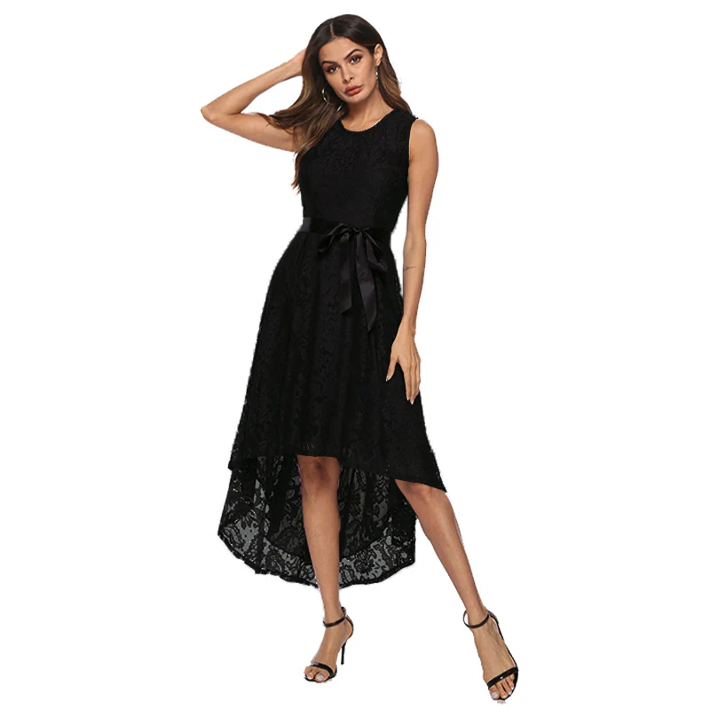 

Summer Women Dress Plus Size 5XL Lace Elegant Lady Dress Ssleeveless Casual Fashion Lace Up Vestidos Large Size Party Dress