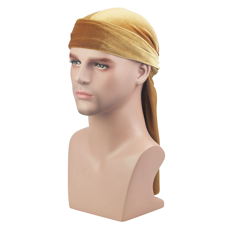 Мужская бархатная бандана Durag дышащая шелковистая атласная в стиле хип хоп с