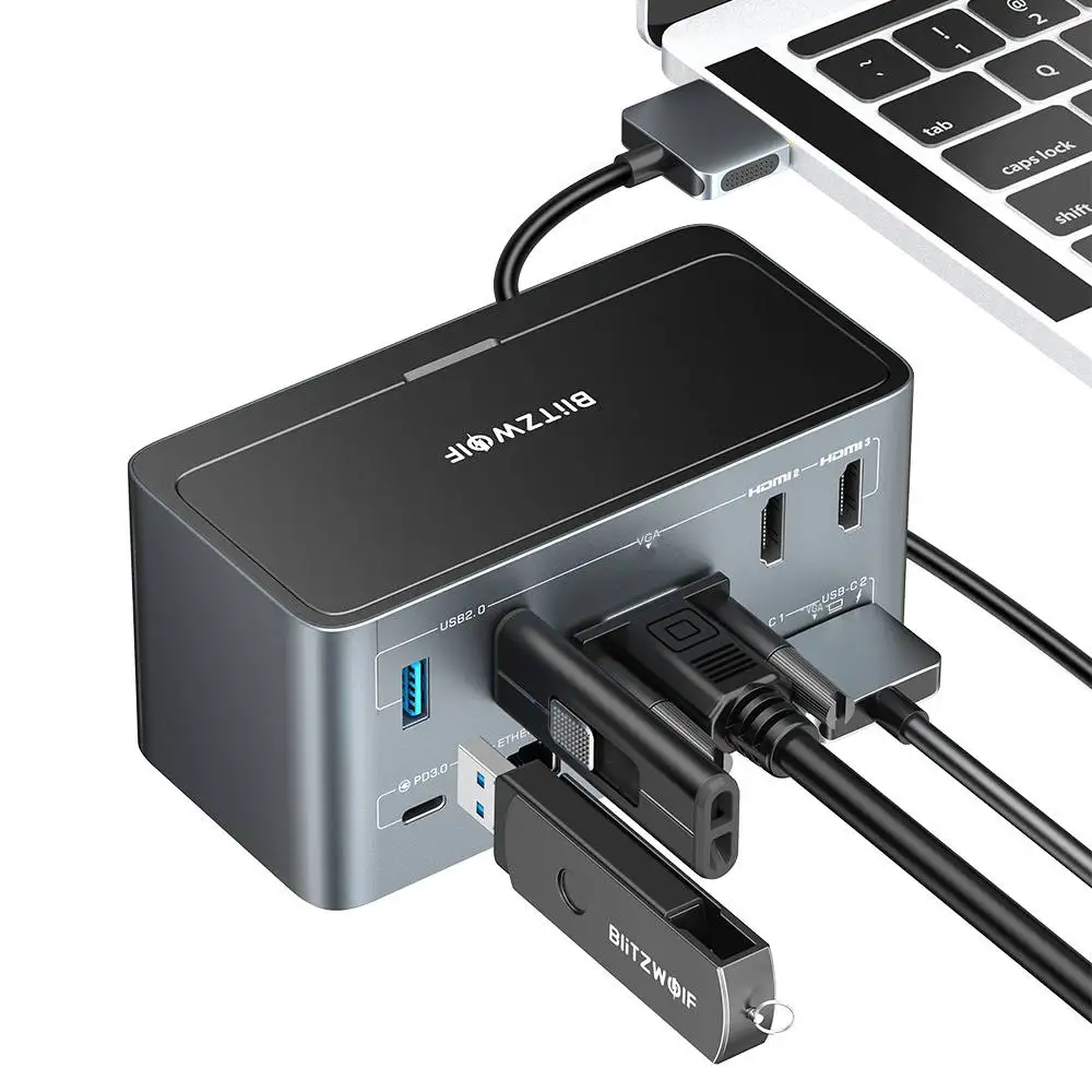 blitzwolf bw th13 18 in 1 usb c docking station pc computer accessories extensor usb hub laptop accessories type c sdtf slot free global shipping