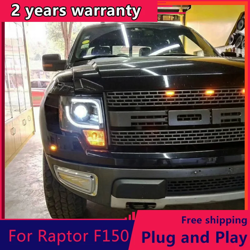 

KOWELL Car Styling for Ford raptor F150 led headlights 2008-2015 for F150 drl H7 hid Bi-Xenon Lens angel eye low beam