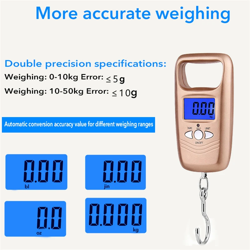 

Mini Luggage Scale Portable Pocket Weighing Scale with Hanging Hook 50kg/110lb Capacity Electronic Portable Luggage Scale