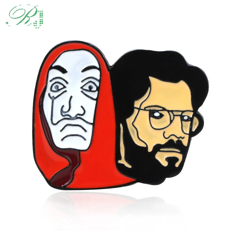 La Casa De Papel Pin Brooch The House of Paper Money Heist Salvador Dali Funny Face Enamel Brooches Car Keyring Xmas J | Украшения и