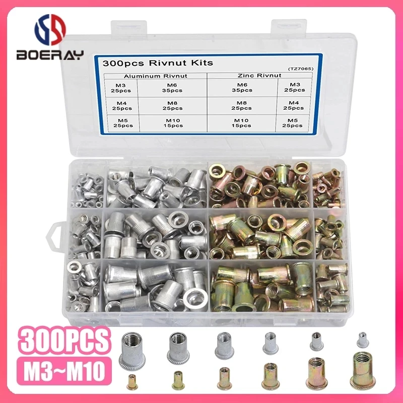 300 шт. оцинкованные заклепки гайки гайка Резьбовая вставка плоская головка