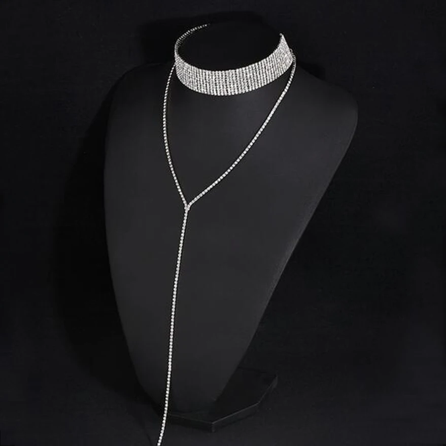 Стразы чокер кристалл драгоценный камень роскошный воротник массивное ожерелье