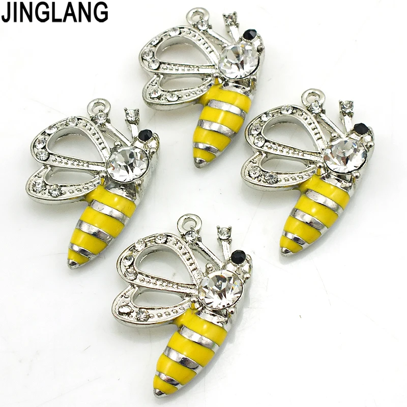 

JINGLANG Bee charms Antique Metal Insect Pendant Bracelet Necklace DIY Jewelry Finding Anklets Keychain Handmade 30 Pcs