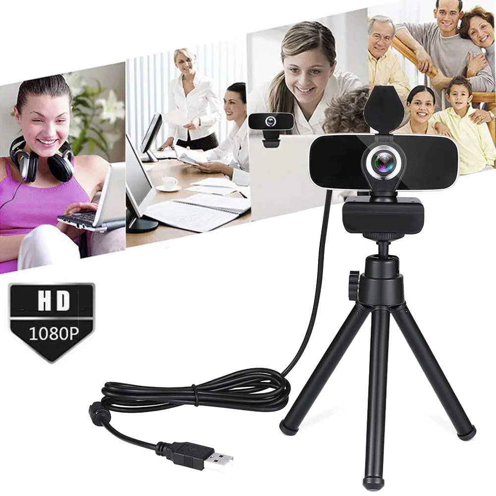 

Drive Free Camera Extended View Plug And Play Video Calling 1080P HD Privacy Cover Built In Microphone Computer Webcam Face Cam