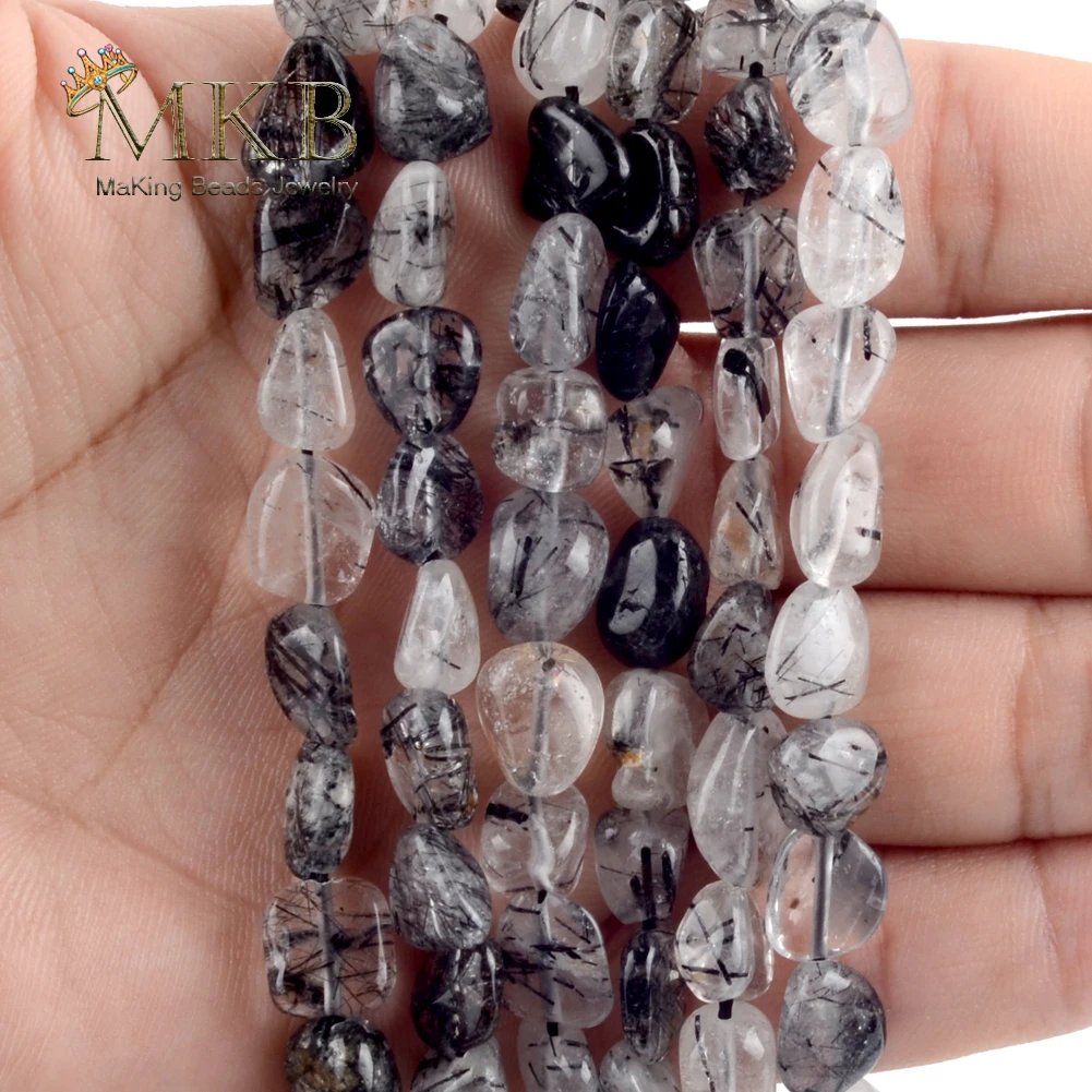 Кварцевые бусины из черного рутилированного камня 8-10 мм | Украшения и аксессуары