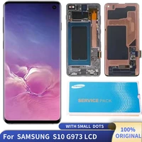 original amoled for samsung s10 g973 sm g9730 g973fds g973u touch screen digitizer galaxy s10 lcd display assembly with dots