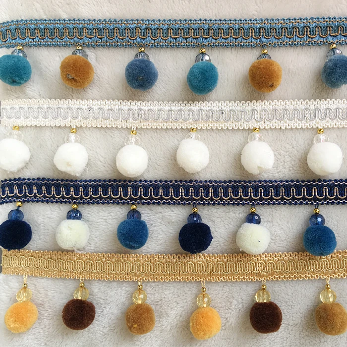 3 ярда/лот Европейский стиль кружевная бахрома с кисточками меховыми помпонами