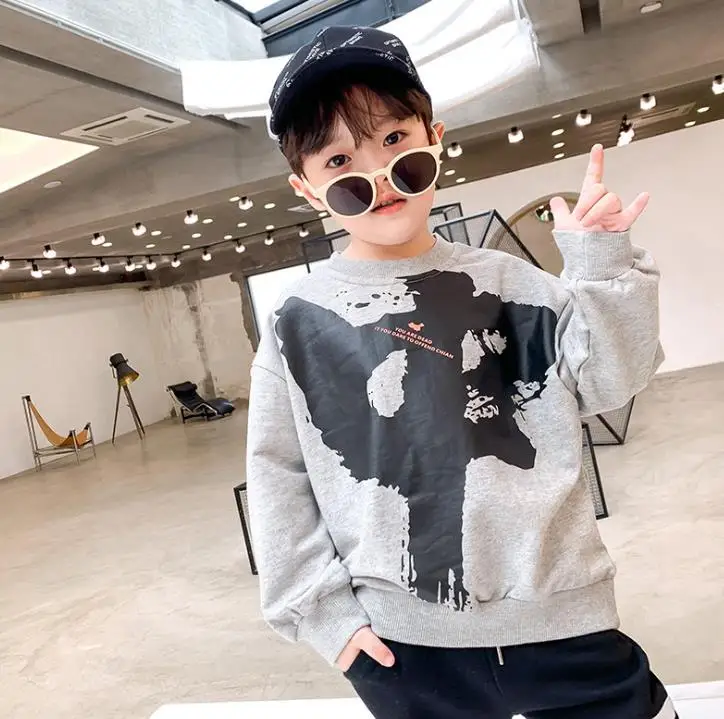 Детская куртка Сезон весна Новинка осени Круглый воротник свитер с буквенным