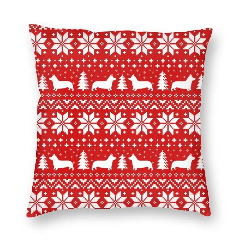 

Pembroke Welsh Corgi Christmas Holiday Pattern Cushion Cover Sofa Decoration Dog Lover Square Throw Pillow Cover 40x40cm