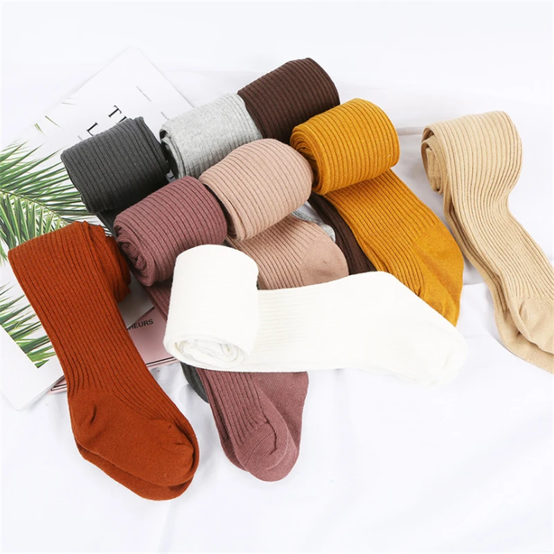 Детские осенне зимние колготки Хлопковые вязаные теплые карамельных цветов для маленьких девочек от 0 до 4