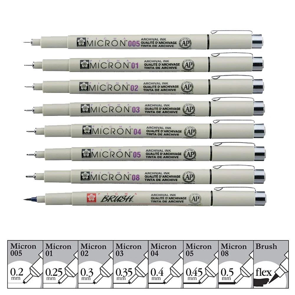Ручка для рисования Sakura Pigma Micron Neelde ручка 005 01 02 03 04 05 08 1 0|Маркеры рисования| |