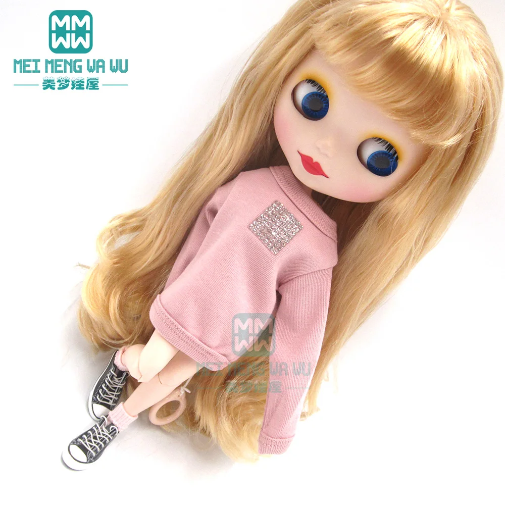 1 шт., одежда Blyth Doll, модная толстовка, белый, розовый, черный, коричневый, темно-зеленый для Blyth Azone OB23, OB24, кукла 1/6, аксессуары