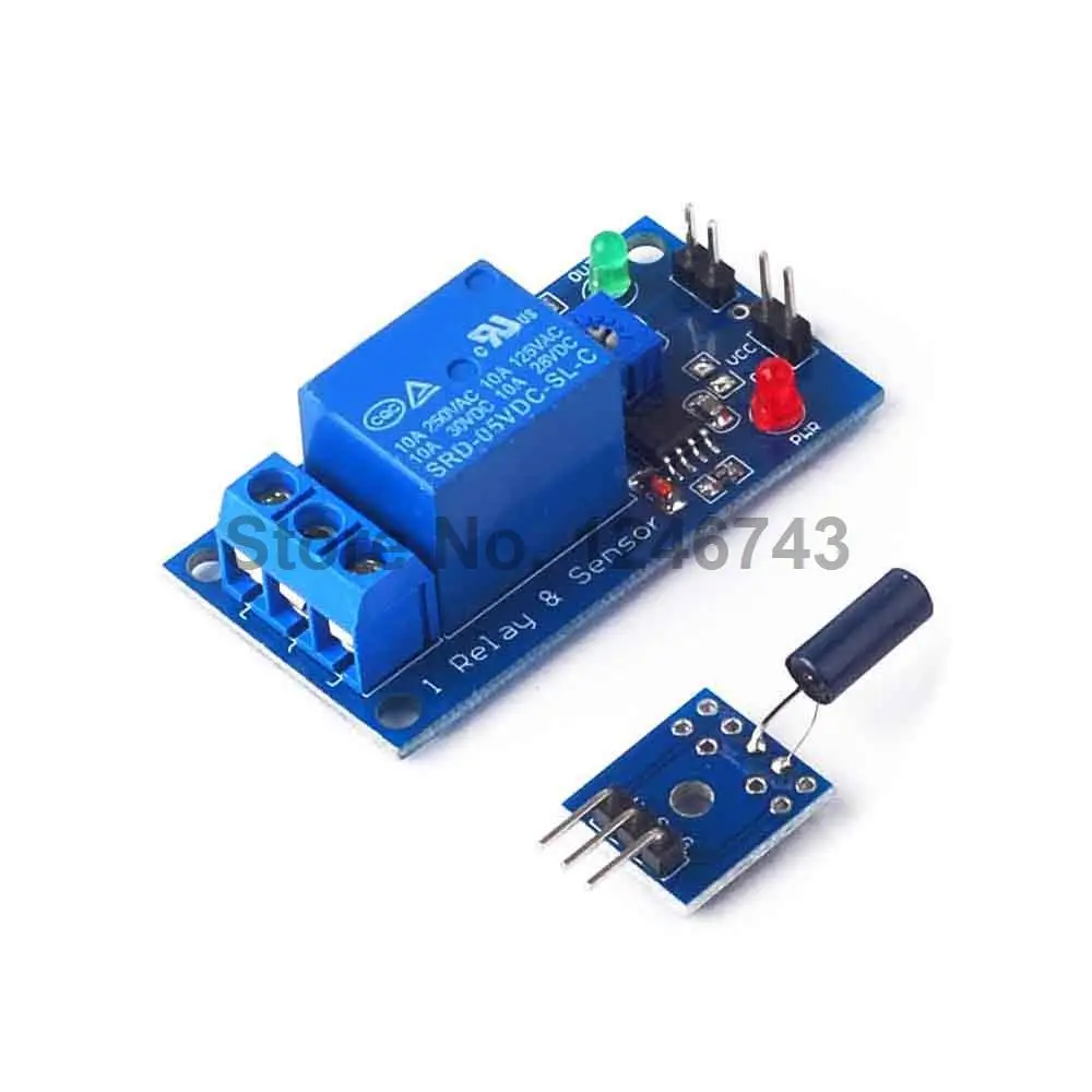 Модуль датчика нормально открытой вибрации 5 В 12 постоянного тока релейный