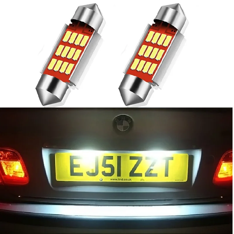 2x фестон без ошибок 36 мм светодиодный фонарь C5W 4014 SMD лампа для автомобильных номерных знаков для Volkswagen VW Golf 3 4 5 6 Passat B6 B5 3c Polo