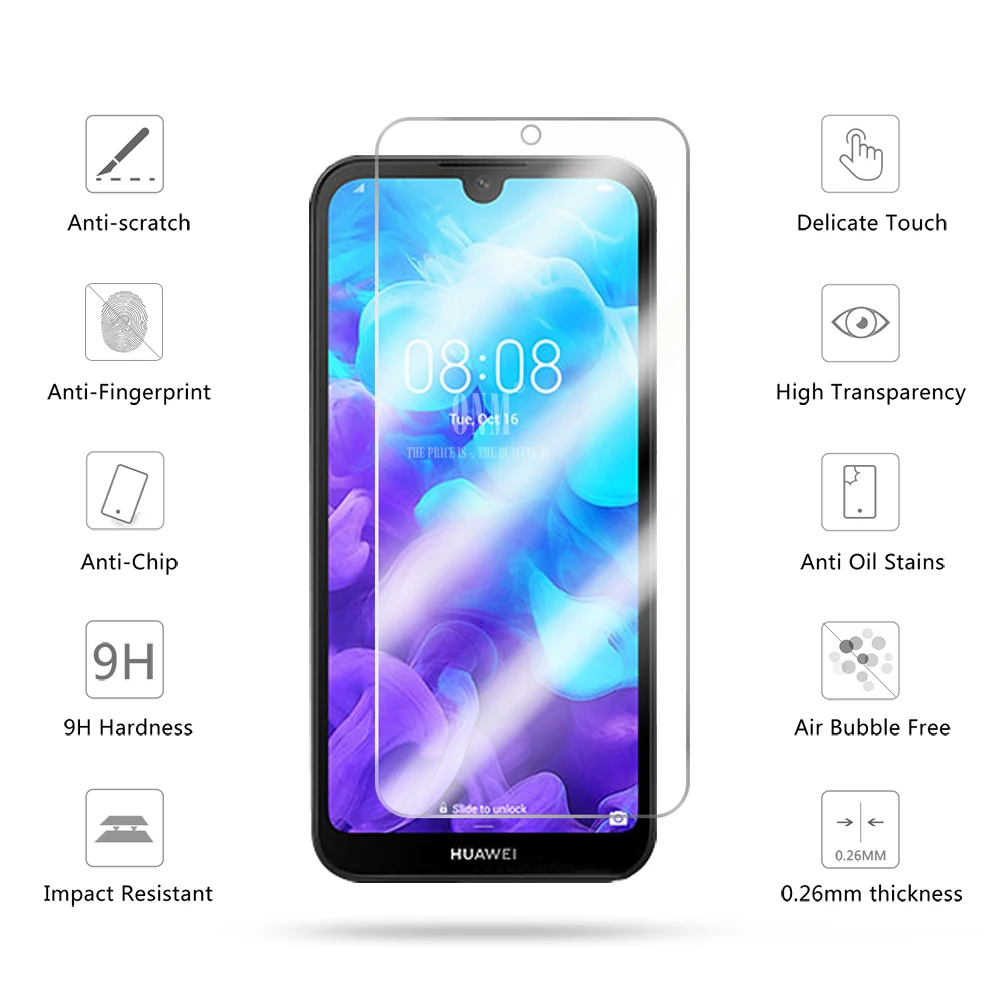 2 шт закаленное стекло для Huawei Y5 2019 Защитная пленка экрана AMN-LX9 LX1 LX2 LX3 стеклянная |