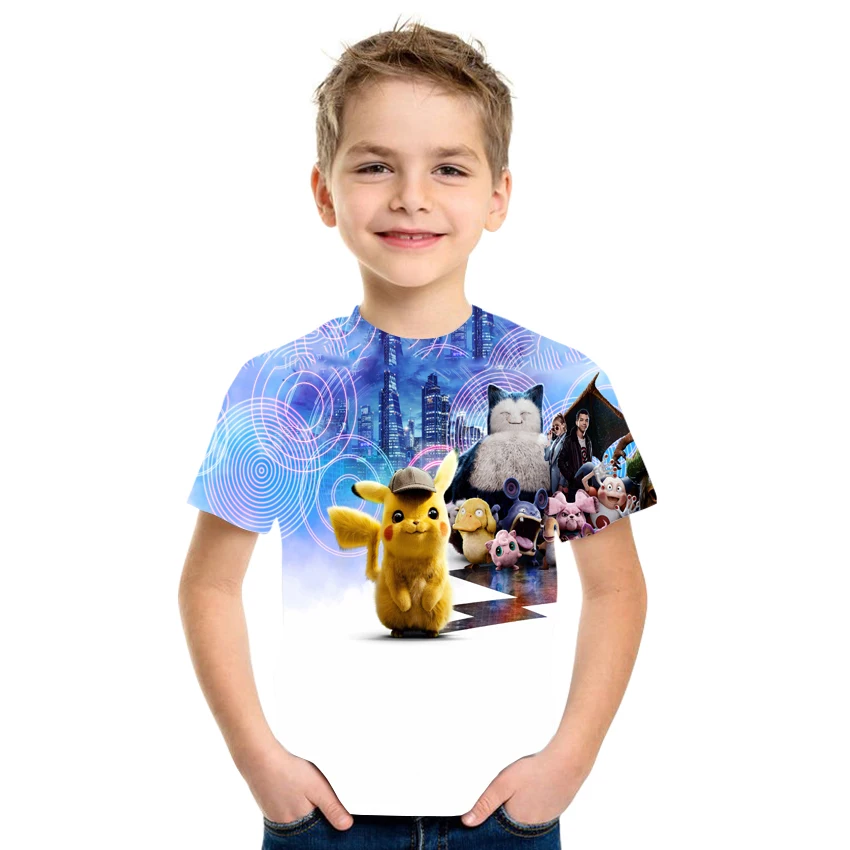 

2021 Summer Cartoon Anime Children Comfortable 3d Printing Cute Anime T-Shirt O Neck Top Short Sleeve