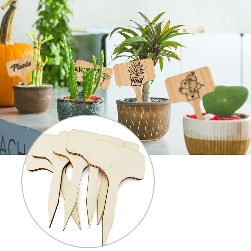 

10*T-Type Wooden Plant Labels Eco-Friendly Wooden Plant Sign Tags Markers