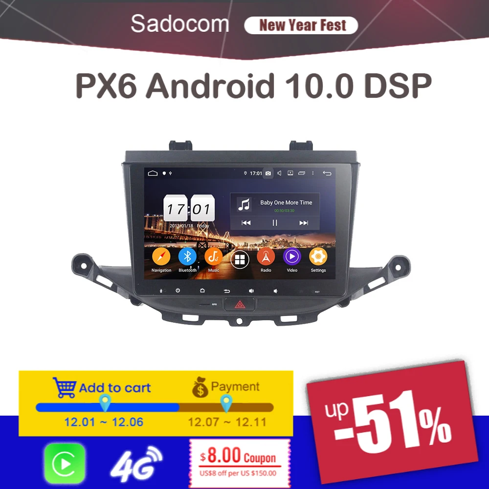 Автомобильный DVD плеер PX6 DSP 9 дюймов Android 10 0 64 Гб ПЗУ 4 ОЗУ 6 ядер для Opel ASTRA K 2016 2017 GPS