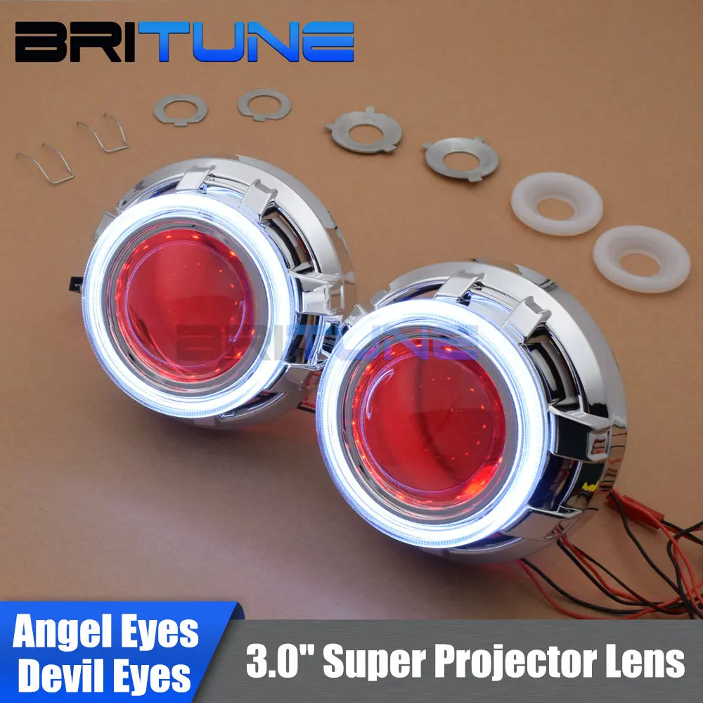 Britune Car Lens Angel Devil Eyes Bi xenon проектор 3 0 дюймовые металлические линзы H1 светодиодный