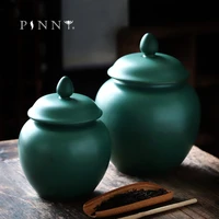 pinny retro dark green glaze ceramic tea jar japanese style kung fu tea accessories food storage containers