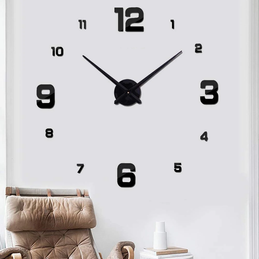 Современный дизайн настенные часы кварцевые Зеркальные Стикеры сделай сам