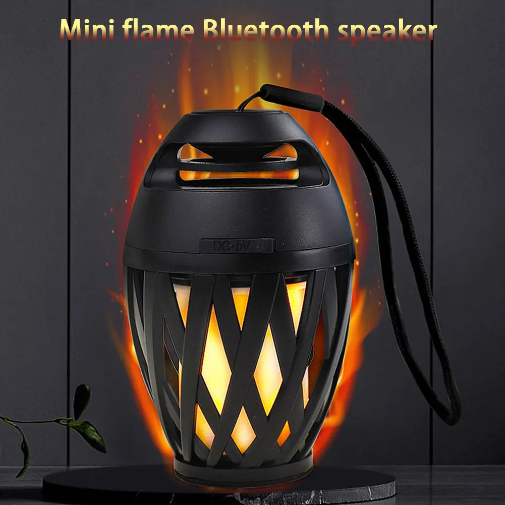

Bluetooth Speaker Indoor Outdoor Wireless Portable Mini USB Rechargeable Music HiFi Stereo Night Light LED Flame Atmosphere