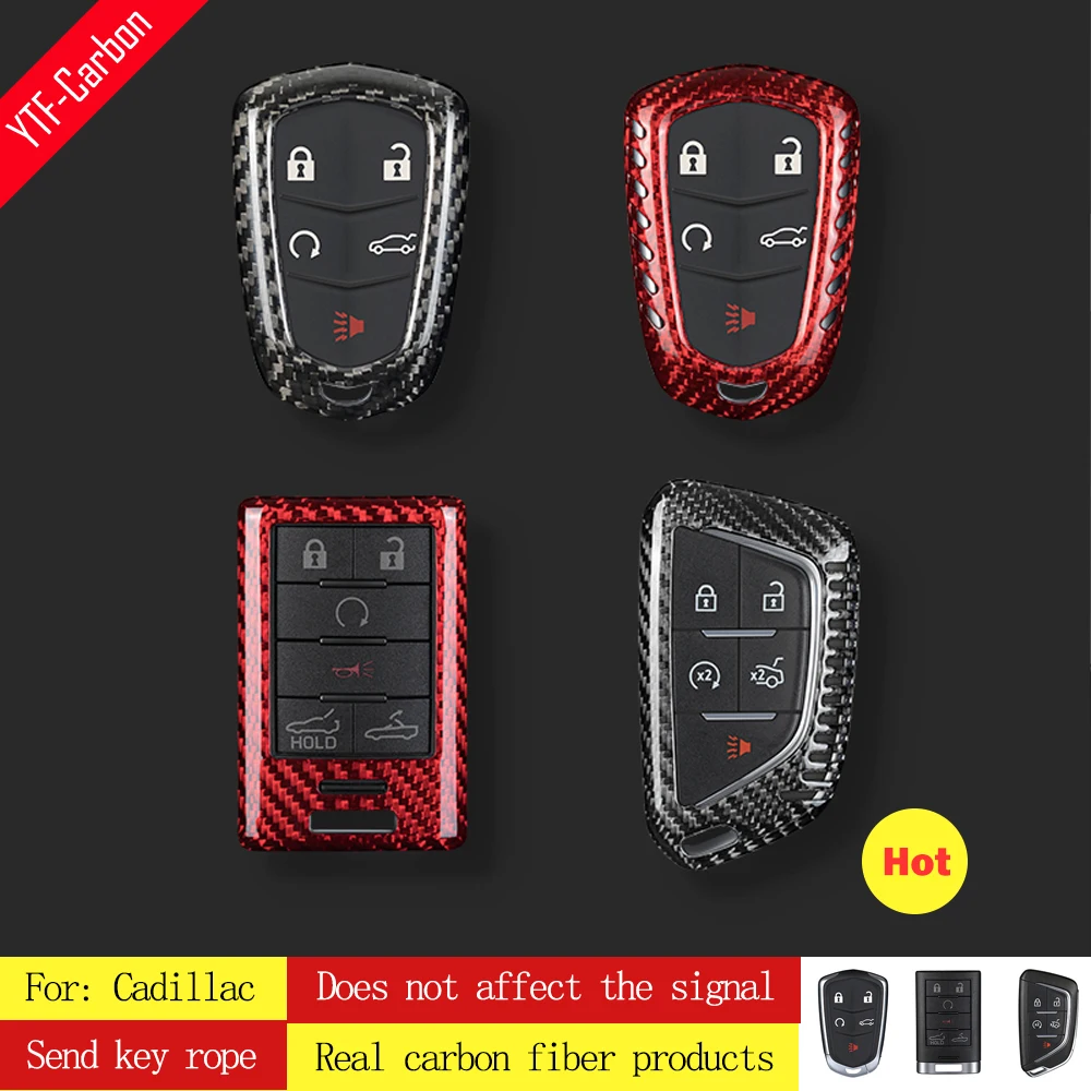 

High Quality Fashion ABS Carbon Fiber Car Key Case Cover Bag keychain for Cadillac Cadillac ESV Escalade CTS XTS SRX ATS CT5