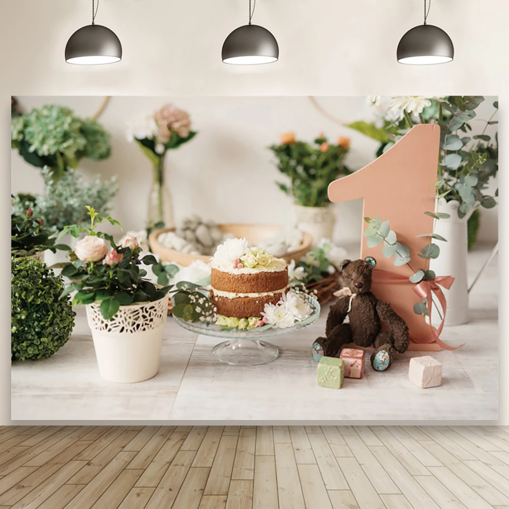

Детский фон для портретной фотосъемки в день рождения с изображением торта и цветов фон для фотосъемки декор для семейвечерние Фотостудия