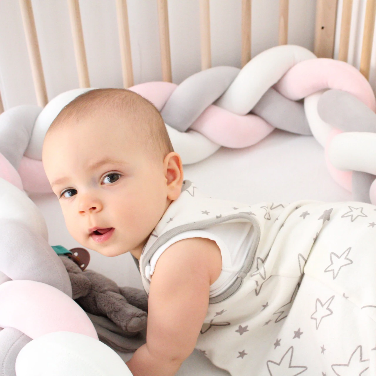 Мягкая плетеная подушка для детской кроватки 2 м/3 м бампер с узелком плюшевая