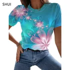 Женская футболка из полиэстера, Повседневная Свободная Удобная футболка с короткими рукавами и 3D принтом в уличном стиле, Новинка лета 2022