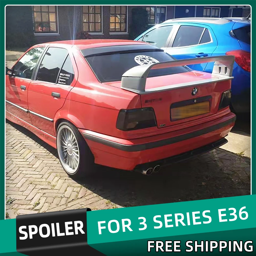 

Free Shipping E36 GT Style Quality ABS Plastic Rear Car Spoiler Trunk Lid Wing For BMW 3 Series E36 M3 Sedan Coupe 1990-2000