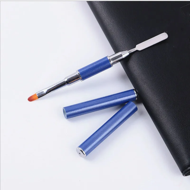 Nail Acrylic Brush Dual Head Art Drawing Pen Stainless Steel UV Gel Extension Gradient Painting Removal Spatula Stick | Красота и