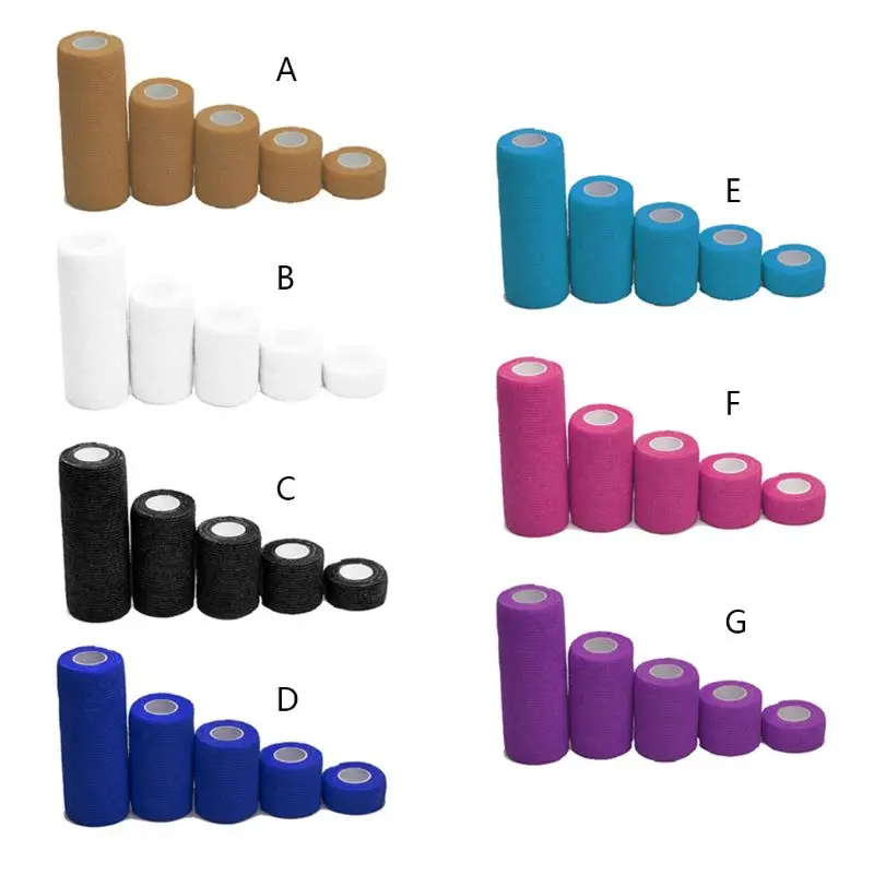 

5Roll/Set Solid Color Self-Adhesive Bandage Non-Woven Elastic Tape1