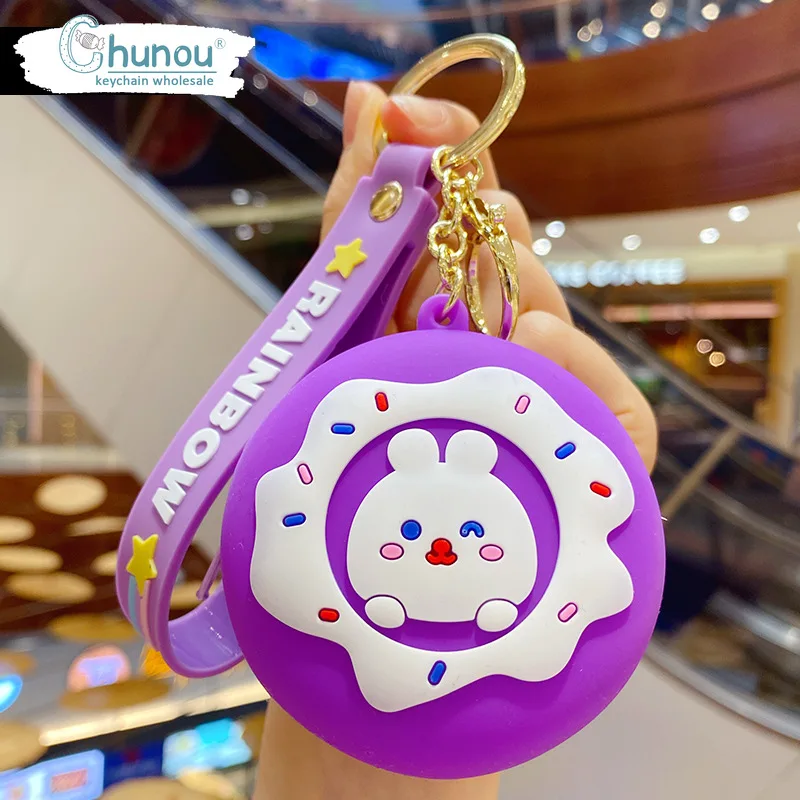 Cartoon Fashion Donut Bunny Coin Purse Keychain Creative Cute CharmKeychain Ladies Bag Mobile Phone Creative Small Gift Keychain