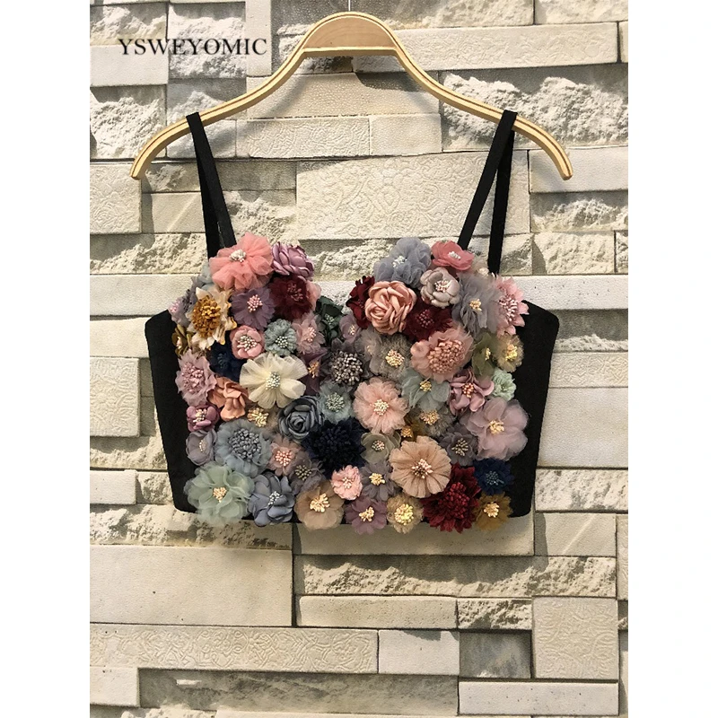 2020 New Fashion Floral Bra Top White Black Wedding Party Women Bra Stage Dance Performance Bralet Top D-003