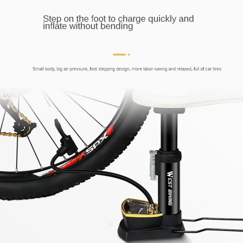 Дорожный Bike140PSI ножной насос высокого давления велосипедный с барометром